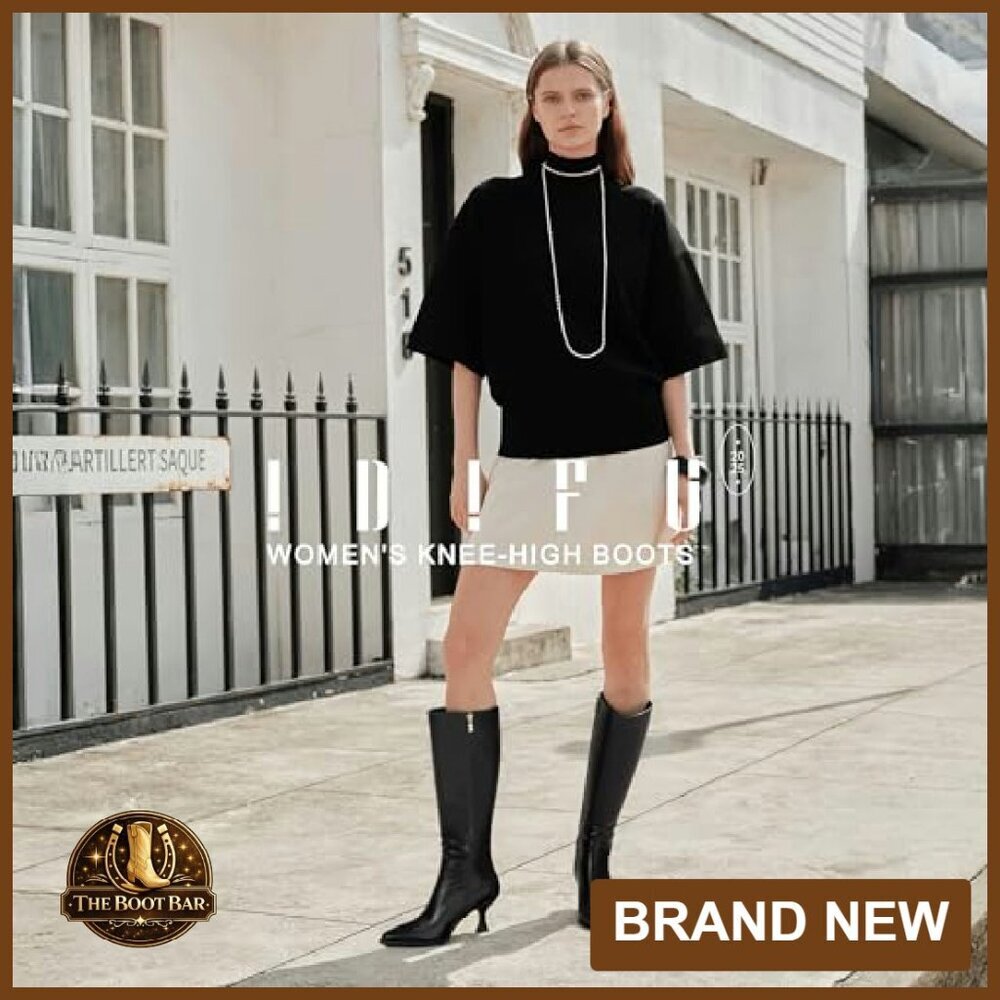 Knee High Boots Pointed Toe Kitten Heel Side Zipper Dress Boots - Picture 3 of 8
